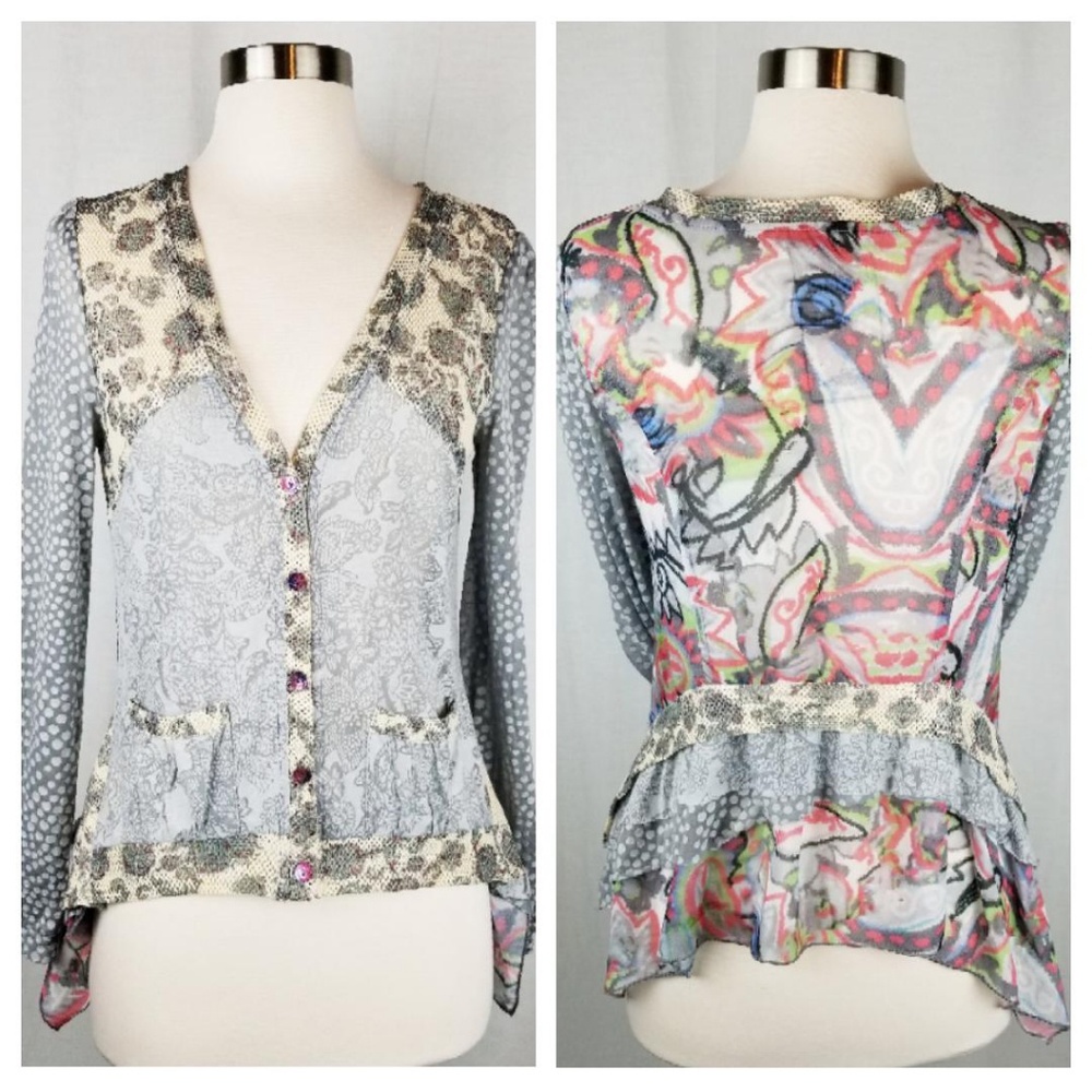 Anthropologie style ruffle cardigan size small